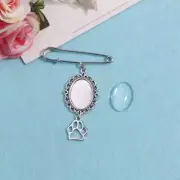 Diy Commemorative Pet Brooch Lace Frame Oval Glass Photo Frame