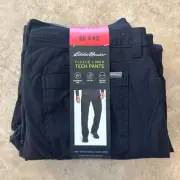 Eddie Bauer Men's UPF 50+ Fleece Lined Tech Pant, Black 34 x 30 Water Repellent