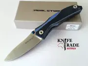 Real Steel E802 Horus Black/Blue 7432 Pocket Knife Thumb Up Safety Lock 14C28N