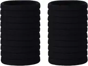 AMMY Hair Ties for Thick Heavy and Curly Hair,Cotton Seamless Hair Bands Elastic Ponytail Holders for Women Men and Girls (20pcs, Black)