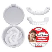 Snap On Upper Lower False Teeth Dental Veneers Dentures Fake Tooth Cover Set