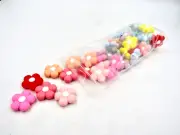 XunYee 44 Pcs Colorful Flower Silicone Beads Cute Flower Beads Flat Spacer Be...