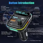 Car FM Transmitter Wireless Bluetooth 5.0 Radio Car Kit,Type-C PD QC3.0 Fast