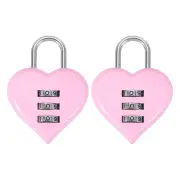 2 Pack Combination Locks Heart Shape Password Padlock Love Locker Lock Pink