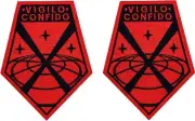 X-COM VIGILO CONFIDO EMBROIDERED MORALE PATCH | 2PC HOOK BACK 3.5"X2.5" Red