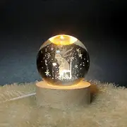 Solar System LED Crystal Ball Night Lamp Decoration Little Prince with Stand Globe Home Decoration Birthday Gift Table Lights A-6cm Warm light