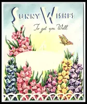 Get Well Greetings Card Sunny Wishes Sundial Butterfly e1-1