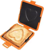Microwave Sandwich Maker, Silicone Microwave Toastie Maker Panini Press, Grilled Cheese Maker, Grilled Cheese Sandwich Maker with Heart Pattern, NO Electricity (Orange)