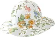 [NIYANGLE] Wide Brim Hat Sun Protection Bucket Hat with Floral Print Summer Cap for Months Lightweight and Breathable for