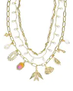 Kendra Scott Melody Mixed Charm Layered Statement Necklace in Gold Tone, 15