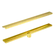 800mm Bathroom Shower Brushed Brass Grate Drain w/ Centre outlet Floor Waste