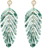 [Costume Bay] Green Leaf Earrings Nature-Inspired Boho Jewelry for Women Vintage Dangle Earrings Accessories Unique Fashion Statement Lightweight Eco-Friendly