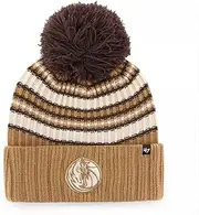 47 Women's Espresso Fashion Cuff Beanie Hat with POM - NBA Ladies Cuffed Winter Knit Cap