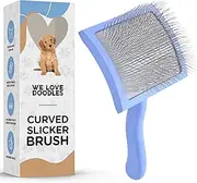 We Love Doodles Grooming Curved Slicker Brush for Long-Haired Dogs - Poodle, Golden Doodle, and Dematting (Large)