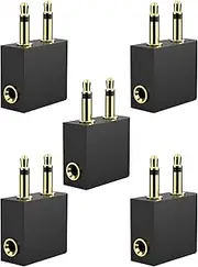tunghey 5Pack Gold Plated Airplane Flight Headphone Adapters | Allows You to use Earphones with All in-Flight Media Systems | This Airline Plane Headset Converter Enables Great Sound on All Planes