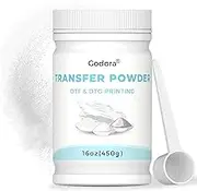 Godora DTF Powder White Digital Transfer Hot Melt Adhesive, DTF PreTreat Transfer Powder for Black or Dark Colored Garments, DTF Hot Melt Adhesive Powder for All DTF and DTG Printers, 450g - 16oz