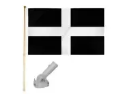 5' Wood Flag Pole Kit W/ Nylon White Bracket 3x5 Cornwall Country Polyester Flag
