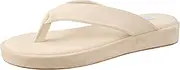 [EVOL] Evor Women's Thong Flat Sandals, Medium, white (off-white), M