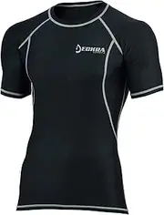 Mens Compression Base Layer Shirts Cool Dry Skin Tight Sports Short Sleeves Rash Guard