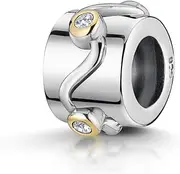 [MATERIA by Matthias Wagner] Spacer Beads 925 Silver with Zirconia Partially Gold-Plated 750, Cubic Zirconia