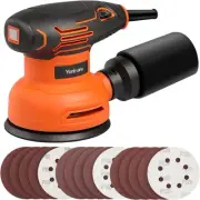 5-Inch Orbital Sander, 2.5 Amp Motor, 15 Pcs Sanding Disc Set, 6-Speed Orange