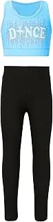 [FEESHOW] Girls Sport Set Crop Top with Pant Dance Clothes Set Training Hip Hop Outfit Dancewear