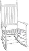 White Wooden Rocking Chair, Chairs for Outdoor Patio Furniture, Lounge in Garden, Deck, or Balcony