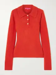 [The Elder Statesman] The Elder Statesman - Cashmere Polo Sweater - Red - x small x small Red