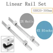 2X SBR20-300mm Linear Slide Rail Shaft Rod + 4X SBR20UU Bearing Block For CNC