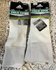 Adidas BOYS Climalite Multi-Sport Field Socks 2 Packs White XS Shoe Size: 9C-1Y