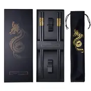Chopsticks Reusable Chinese Dragon Chopsticks with Holder and Carrying Bag Ch...