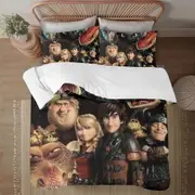 v6406 Bed Sheets Bedding How to Train Your Dragon 3-Piece Bedding Set1 Quilt Cover +2 Pillowcases For Kids Boys Girls Adult Cartoon Warm Cute Fashion
