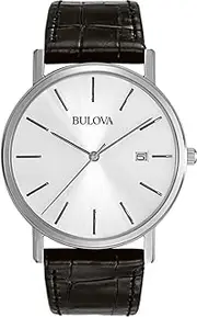 [Bulova] Men's Classic 3-Hand Calendar Date Quartz Leather Strap Watch, Buckle, 37mm