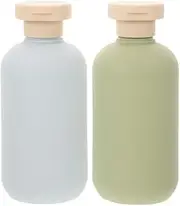 2pcs 300ml Refillable Shampoo and Lotion Bottles, Avocado and Flip Cap Travel Dispenser Set, Pe Material, Assorted Colors, for Storage Use