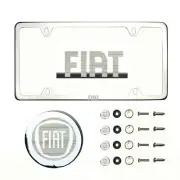Fit Fiat Laser Etching Stainless Steel Polish Chrome Slim License Frame w/Cap