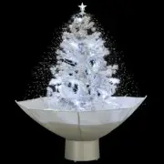 Snow Falling Christmas Tree With Baubles LED Lights Umbrella Base Xmas Decor