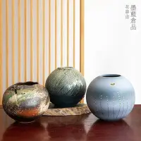 在飛比找Yahoo!奇摩拍賣優惠-【熱賣精選】日本進口信樂燒彩繪陶罐花器日式插花器皿花瓶陶瓷手