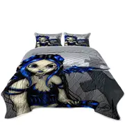 Gothling Cute Blue Black Goth Fairy in a Cemetery Coverlet
