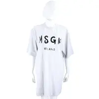 在飛比找Yahoo奇摩購物中心優惠-MSGM 塗鴉黑字母灰色短袖長版TEE 洋裝