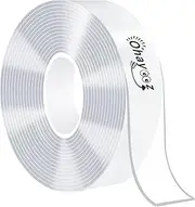Ohayooz Extra Strong Double Sided Tape Heavy Duty Removable 10FT, Clear Sticky Adhesive Nano Tape Tough Washable Waterproof Mounting Tape for Hanging Picture, Poster, Carpet, Photo Deco