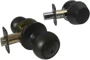 Black Entry Entrance keyed Round door knob Knobs with Single Deadbolt Lock Locks