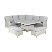 Barcelona 6pc Outdoor Dining Set Wicker Sofa Lounge Table Ottoman Grey