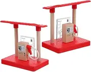 Milisten 2pcs Wooden Gas Station Train Accessories for Pretend Playset Safe Railway Scene Creative Development for Imaginative Railway Layouts