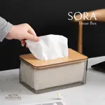 KAYU BHOMEWARE SORA紙巾盒透明紙巾盒北歐木蓋美學現代紙巾盒廚房浴室