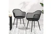 Gardeon 4PC Outdoor Dining Chairs PP Lounge Chair Patio Furniture Garden Black
