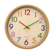 Kids Wall Clock 12 Inch Silent Non-Ticking Colorful Childrens Clock Round