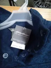 Eddie Brown Pull-Over Hoodie Blue Fleece Sz M 9095BxBARE