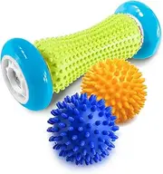 Pasnity Foot Massage Roller and Spiky Ball Set - Pain Relief for Plantar Fasciitis, Heel and Arch - Relax Shoulder, Back, Leg, Hand - Includes 1 Roller & 2 Spiky Balls