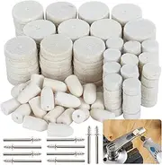 Sukh 145PCS Wool Felt Polishing Pad - Felt Buffing Pad Wool Polishing Bits Buffing Wheel Professional Accessories with Point Mandrel1/8 Inch Shank for Wheels Kit for Dremel Rotary Tools