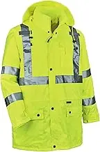 Ergodyne GloWear 8365 ANSI High Visibility Lime Reflective Rain Jacket, Large